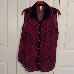 Purple and black tank top blouse, Size XL